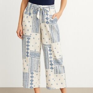 Joie Cream and Blue Patterned Pants